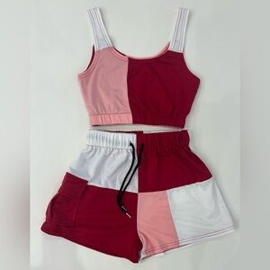 SHEIN NWOT Red and Pink Color Block Set